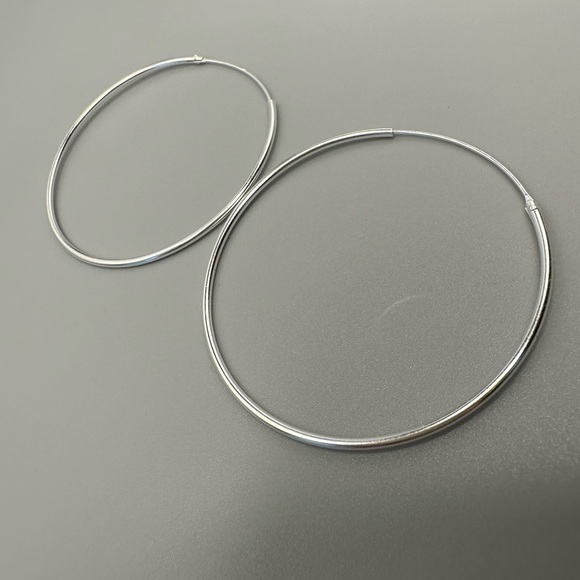 Sterling Silver Endless Hoop Earrings 40mm - Picture 5 of 10